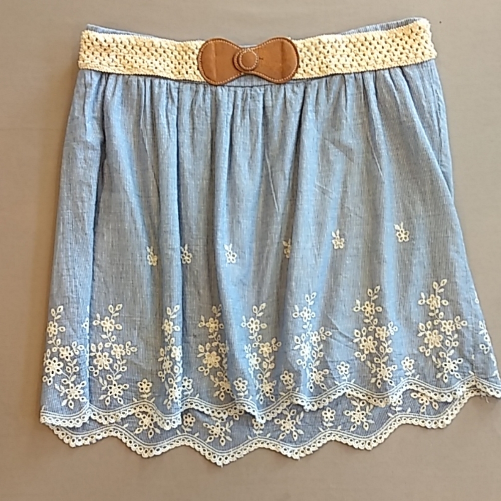 Maurice's Blue Boho Skirt with Belt